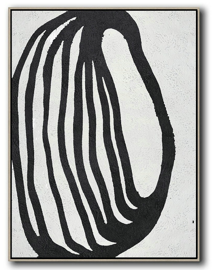 Canvas Paintings For Sale,Black And White Minimal Painting On Canvas - Contemporary Canvas Paintings